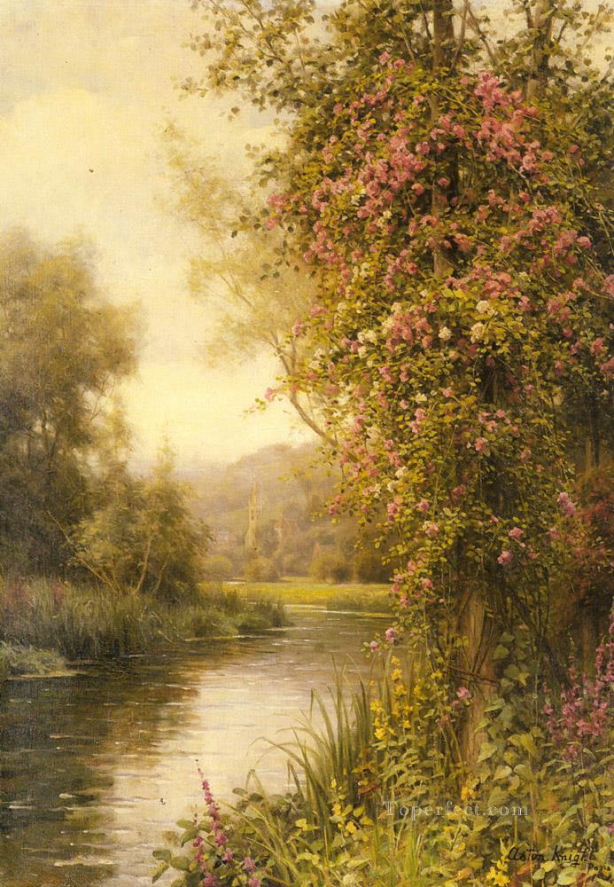 A Flowering Vine Along A Winding Stream landscape Louis Aston Knight Oil Paintings